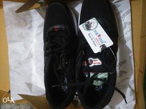Pair Of Black Low-top Sneakers With Box