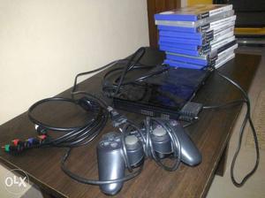 Playstation 2 with memory card and 1 joystick.