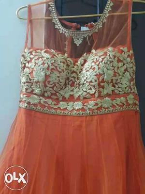Pure gorgette n net gown suit by meena bazaar