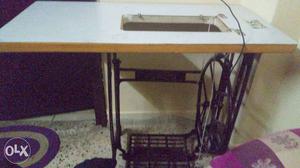 Rectangular White And Black Sewing Machine Table