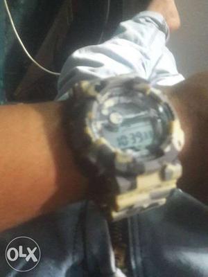 Round Black And Yellow G-Shock Digital Watch