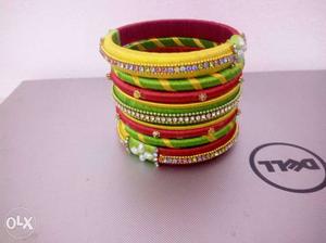 Silk thread bangles multi color combination