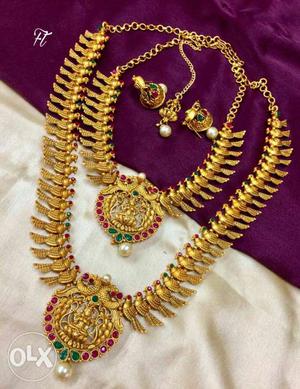 Two Gold-colored Necklace With Earrings