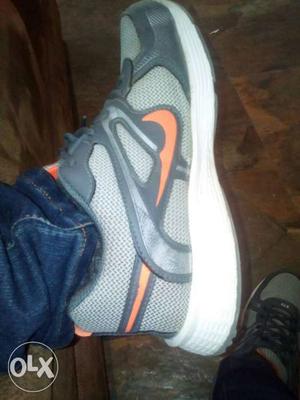 White, Gray And Orange Nike Sneakers