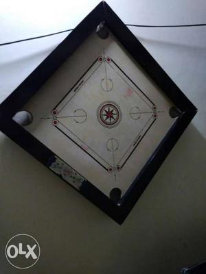 Black And White Wooden Carom Board