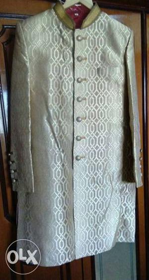 Cream Sherwani for sale used only 1 time size 42