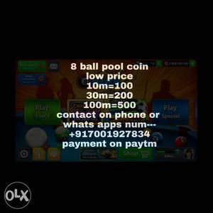 Hurry,8 ball pool coin.i want to sell