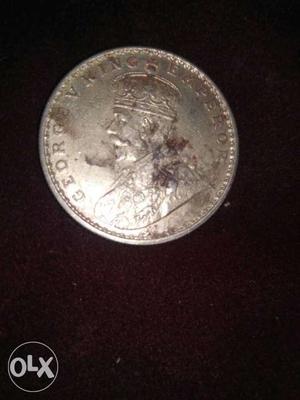One rupee old silver antique coin 