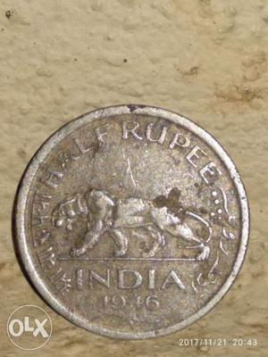 Round Silver Indian Rupeecoin