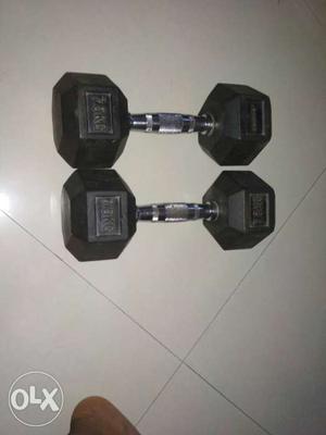 Two Black Fixed Weight Dumbbells
