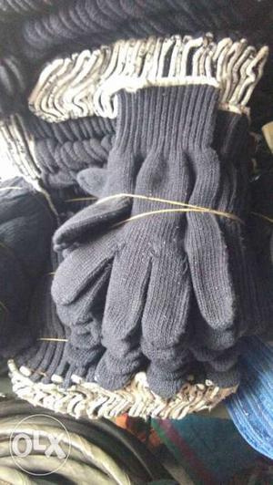 Two Pairs Of Black Knit Gloves