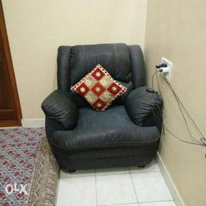 1 cushioned sofa and 2 sofa chairs for sale. In