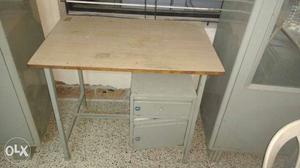 Beige And Gray Single-pedestal Desk