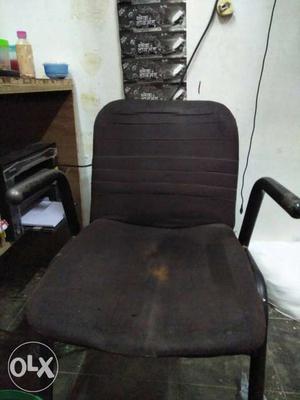 Black Fabric Padded Metal Armchair