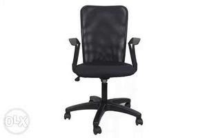 Black Suede Padded Office Rolling Armchair