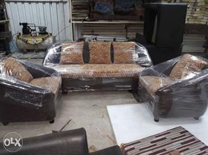 Brown Leather 3-piece Sofa new