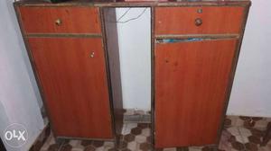 Brown Wooden Cabinets with big miror good condition hurry