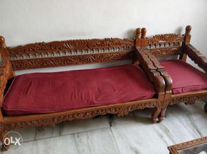 Nakshi work sofa set, 1 sofa, 2 chairs and a