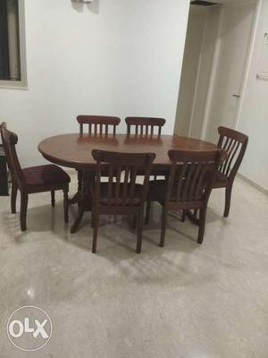 Oval Brown Wooden 7-pc Dining Table Set