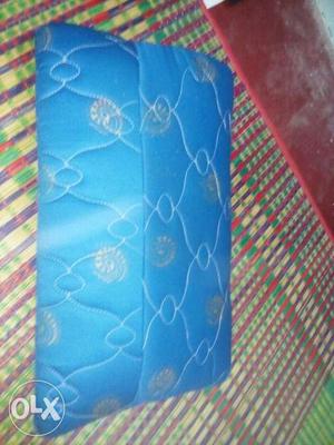 Rectangular Blue And Gold-colored Floral Cushion