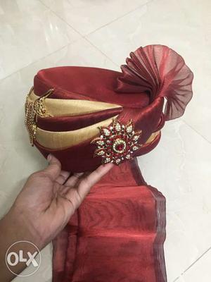 Red And Brown Floral Turban
