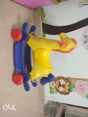 Toddler's Yellow And Blue Ride-on Rocking Horse