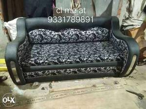 White And Black Floral Fabric Sofa