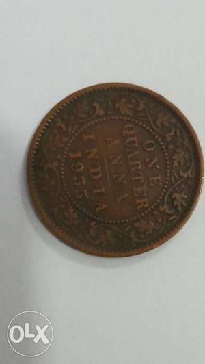 1 Indian Anna Quarter Coin