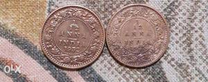 1/12 anna india new condition 2 coins george