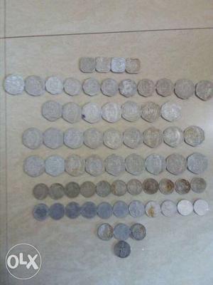 5 paisa. 10 paisa. 20 paisa. 25 paisa old coins