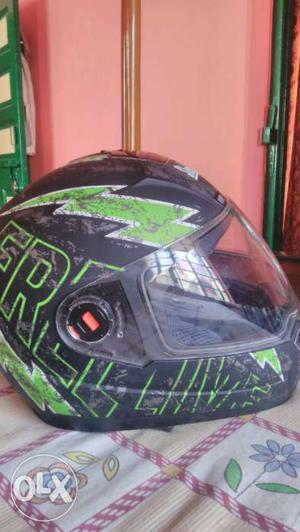 Black And Green Full-face Helmet