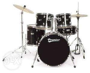 Black And Silver-colored Premier Drum Set