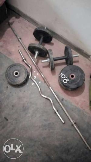 Gray Dumbbell And Curl Bar