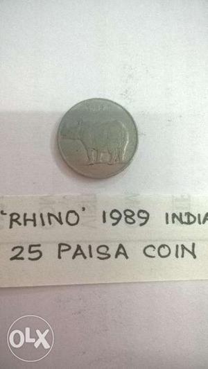  Rhino (Genda) 25 Paisa Coin