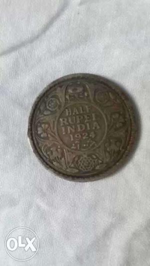 Round Half Rupee India Coin