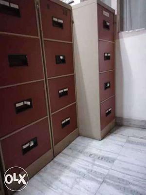 Three Brown Wooden 4-drawer File Organizers