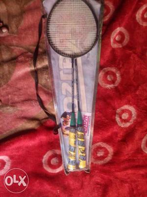 Two Black Badminton Rackets With Bag