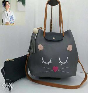 Women's Black And Gray Two-way Bag