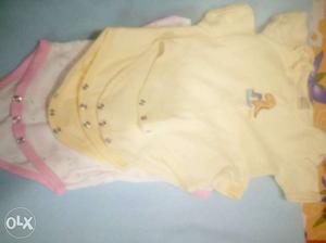 Baby's Pink And Two Yellow Ones is half rompers new born