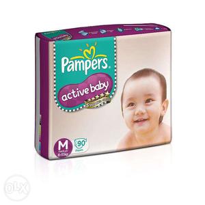Pampers Active Baby Diapers Taped Medium Size (90 Pieces)No