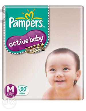 Pampers Active Baby Medium Size Taped Diapers (90 Count)