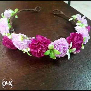 Pink, Green, And Brown Floral Headband