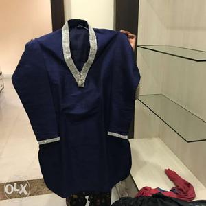 Raw silk kurta bluecolour wid silk salwar