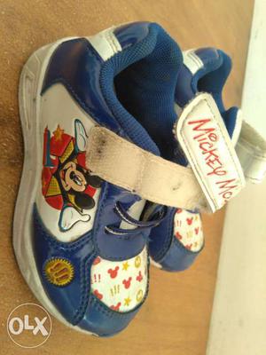 Toddler's Pair Of Blue-and-white Disney Shoes