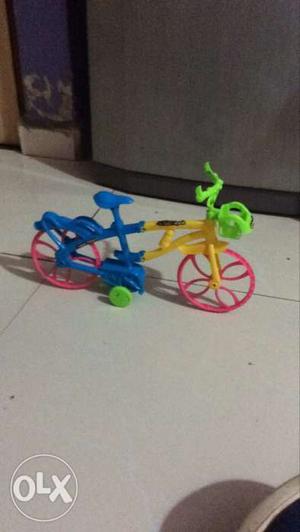 Toddler's Yellow And Blue Plastic Bicycle Toy