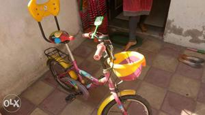 Toddler's Yellow And Pink Standard Bicycle