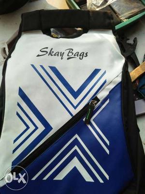 White And Blue Skay Bags Backpack