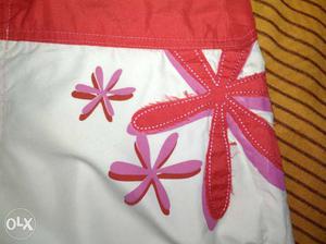 White And Red Floral shorts for kid