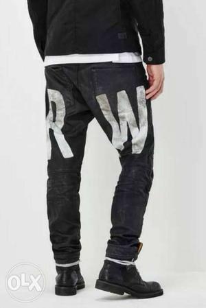 Black And White R & W Letter Print Pants