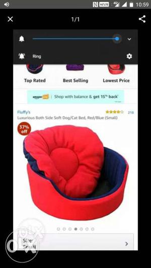 Luxurious both side soft dog and cat bed red and